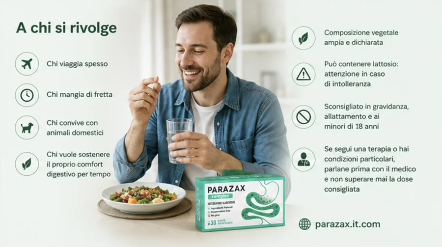 Parazax — capsule per gli adulti che curano il benessere intestinale e digestivo